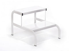 İki Basamaklı Eskabo Merdiven | Metal Gövde - Beyaz - Oval