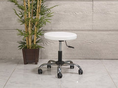 Amortisörlü Çalışma Taburesi | Dökme Sünger - Beyaz - Kromajlı Ayak