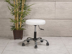 Amortisörlü Çalışma Taburesi | Beyaz - Kromajlı Ayak