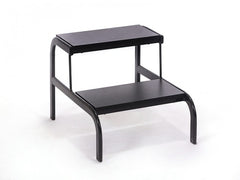 İki Basamaklı Eskabo Merdiven | Metal Gövde - Siyah - Oval