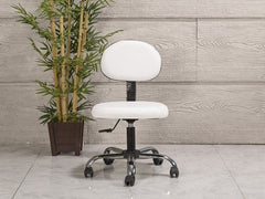 Amortisörlü Çalışma Sandalyesi | Beyaz - Kromajlı Ayak
