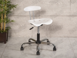 Amortisörlü Çalışma Sandalyesi | Plastik Oturaklı - Beyaz - Kromajlı Ayak