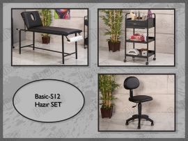 Hazır Setler | Basic-S12 | Sedye (Delikli), Cihaz Sehpası, Sandalye