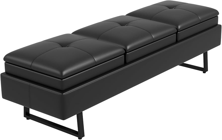 Vevo Metal Ayaklı Bekleme Koltuğu-Siyah-3 Kişilik