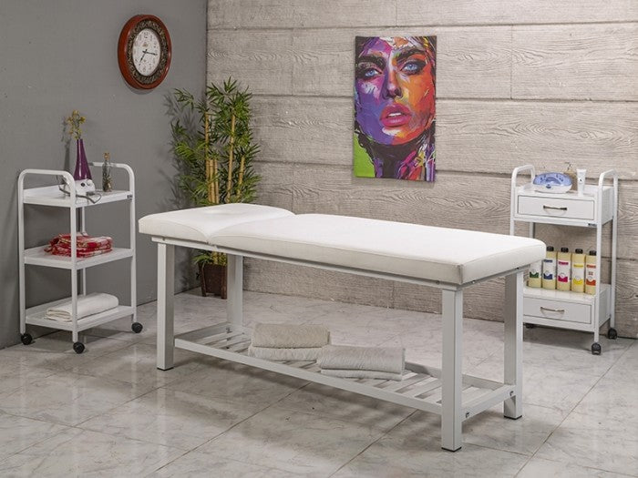 Elit Ekstra Sağlam Sırt Hareketli Bakım ve Masaj Masası | Beyaz